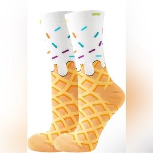 Vanilla Ice Cream Cone & Sprinkles Socks